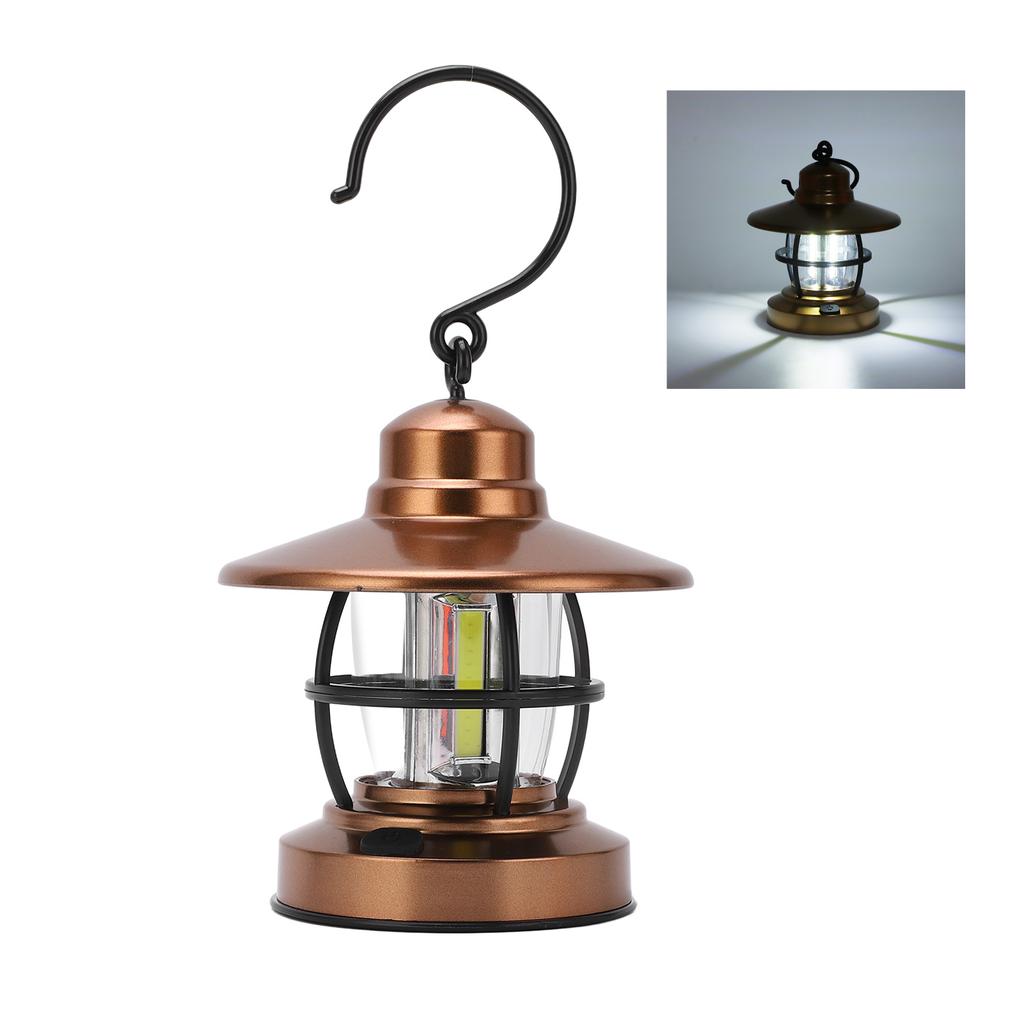 Hanging Lantern Camping Vintage Hook Design One Button Switch 3 COB Battery Powered Garden Hanging