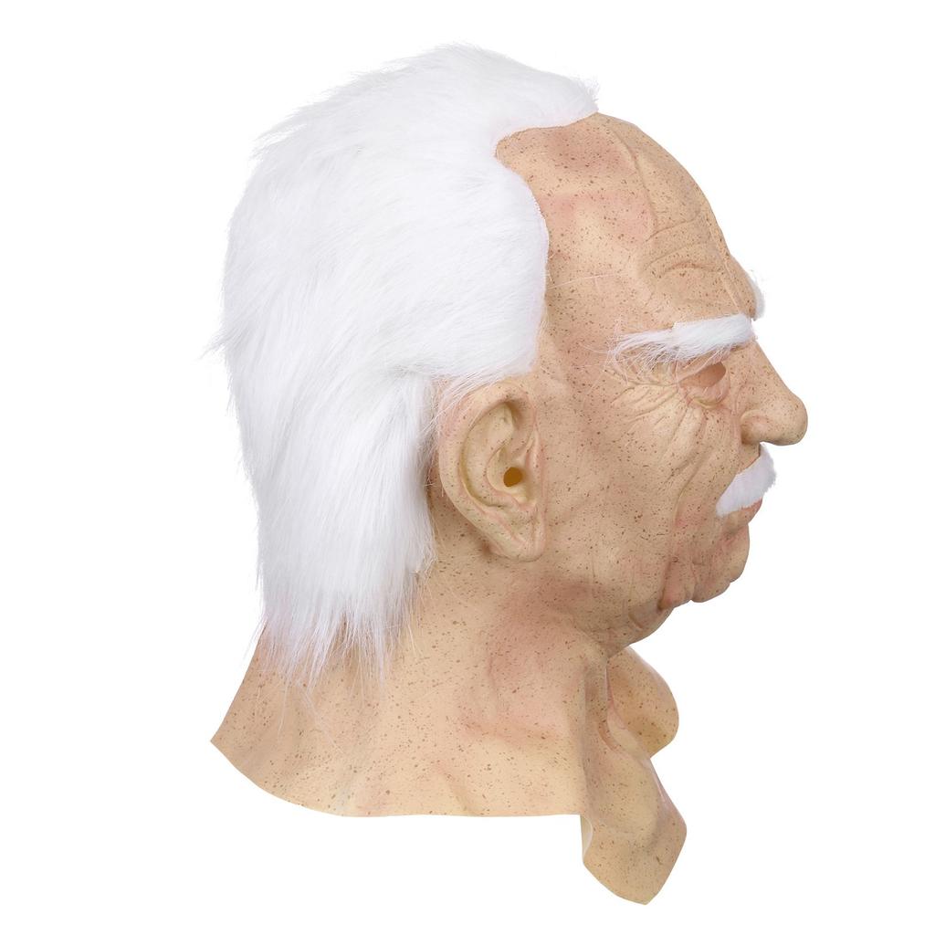 Realistic White-Haired Old Man Headgear Humorous Funny Grandfather Mask Latex Role-Playing Props For Halloween Masquerade