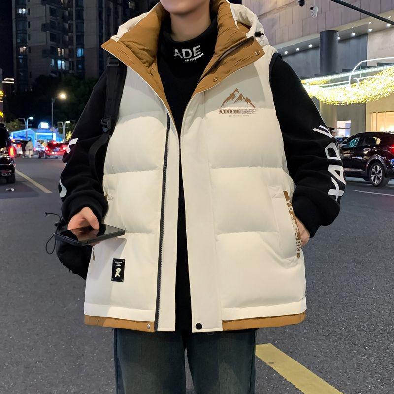 Men's Winter Two-Piece Look Vest: Thickened Down Cotton Casual Cape Coat
