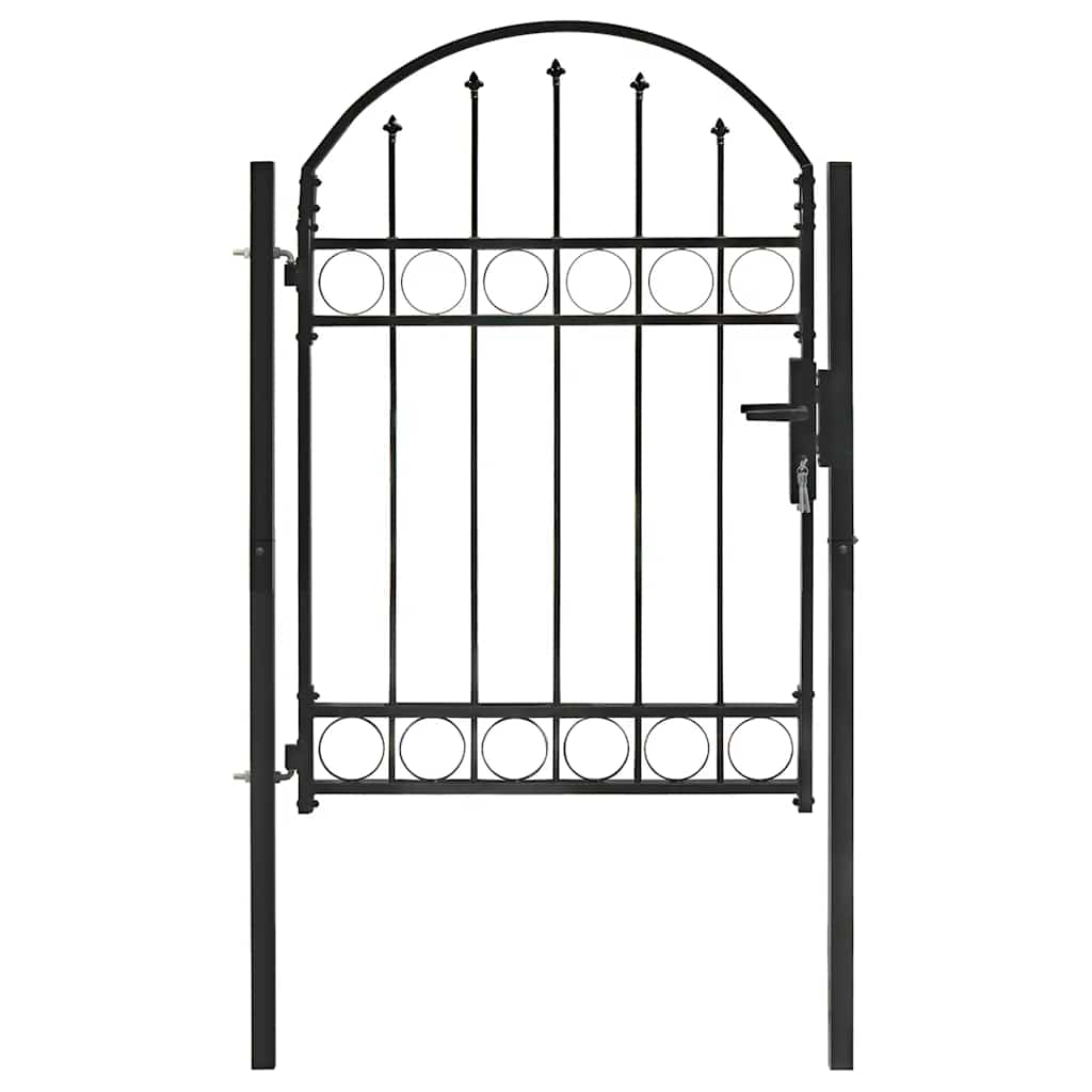 ASSEN Garden Gate with Arch Top Steel 102 X 125 Cm Black