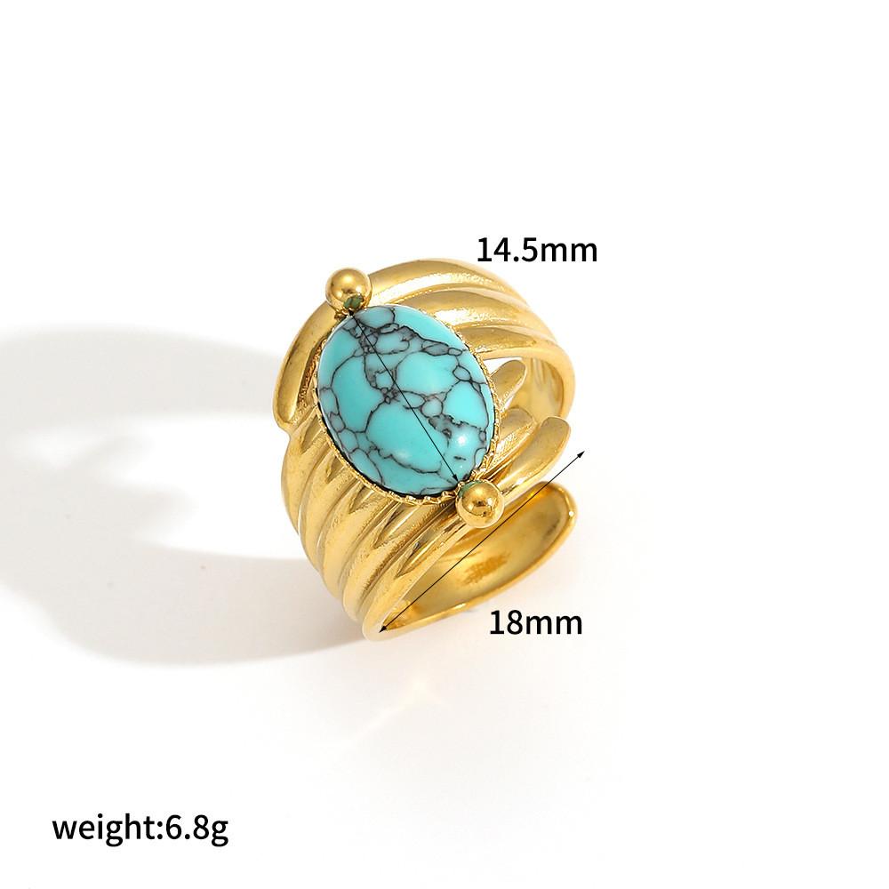 Geometrischer Edelstahlring für Damen mit Edelsteinakzenten Handgefertigter Schmuck