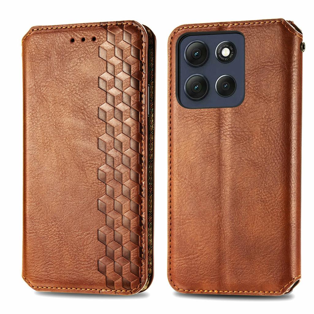 For Motorola Moto G86 Power 5G Case Rhombus Imprint PU Leather Wallet Phone Cover