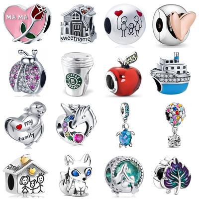 925 Sterling Silver Kulatý přívěsek Fit Originální módní kouzlo Korálek Forever Family Charm Náramek Náhrdelník Trinket Diy Dámské Šperky