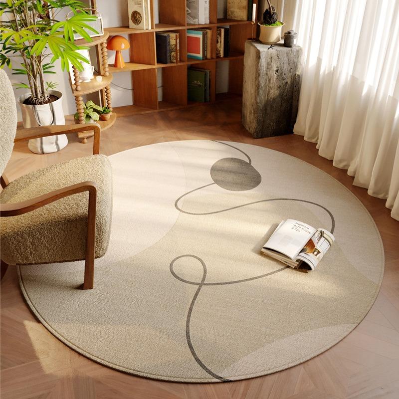 Round Nordic Minimalist Floral Geometric Abstract Pattern Carpet Soft NonSlip Rug For Living Room Reading Nook Home Decor