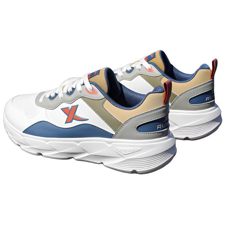 Xtep Fashionable Versatile Comfortable Low-Top Casual Running Shoes Men sneakers White Gray Blue 875319110057-6