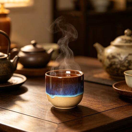 Handmade Handleless Ceramic Mug for Hot Cold Drinks 150ml Rustic Stoneware Coffee Tea Cup Easy To Clean Unique Gift for Tea Coffee Lovers