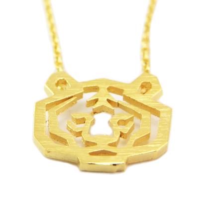 [P5838] - Gold 'Origami' (tiger) Handcrafted Necklace - 13x10 Mm