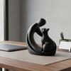 2 Pieces Abstract Couple Statue 3D Printed Feline Couple Statue Feline Sculpture Minimalist Design Desktop Figurine Polished