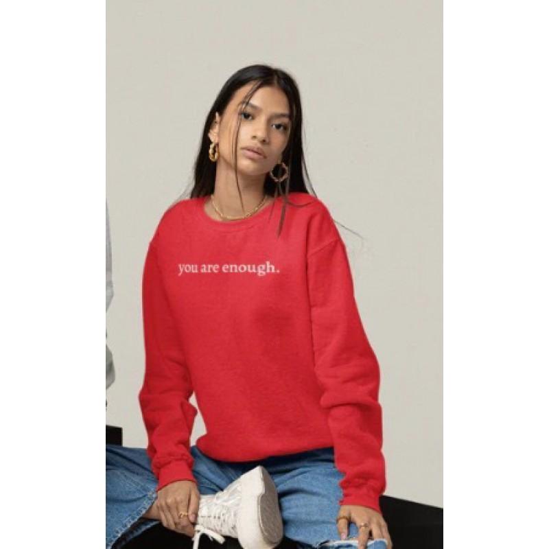 Womens Oversized Long Sleeve Hoodless Sweatshirt With Letter Print Fleece-Lined Round Neck Streetwear Style
