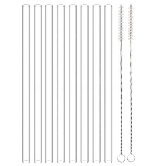 1 Set Drinking Straws with Cleaning Brushes Food Grade BPA Free Heat-Resistant Reusable Water Cup Clear Straws Kit