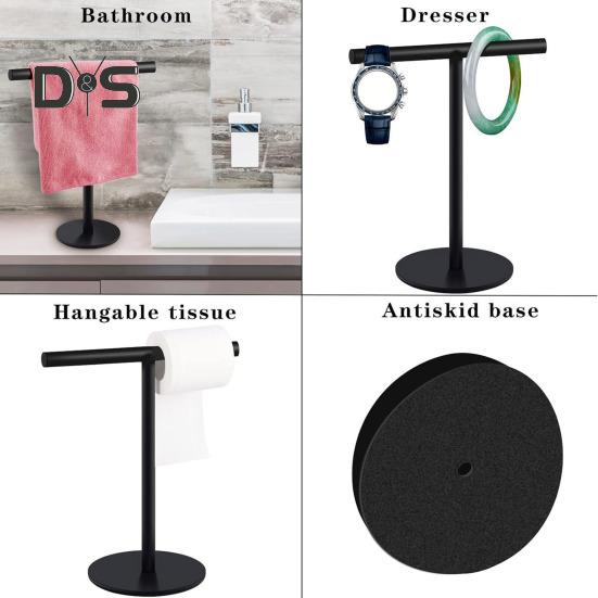 T-Shaped Towel Rack Storage Organizer Rust-Resistant Easy Installation Bath Hand Towel Holder Stand with Heavy Base