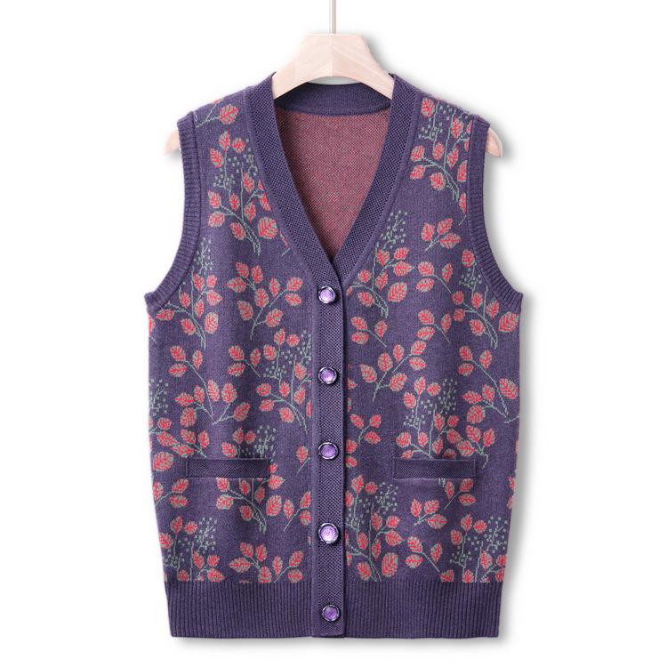 Mutter Herbstweste Gestrickter Pullover Oma Tragen Herbstmantel Pullover Strickjacke In Der Älteren Damenbekleidung