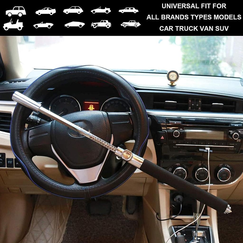 Car Steering Wheel Lock, lootaan The Anti Theft Device for Cars, Universal Car Steering Wheel Lock, Adjustable Vehicle Anti-Theft Lock with 3 Keys