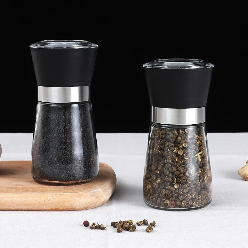 Manual Salt Pepper Grinder Stainless Steel Glass Spice Bottle Household Kitchen Gadgets