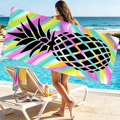 Colorful Abstract Pineapple Pattern Beach Towel - Sun Protection Windproof for Swimming Pool Camping Travel Blanket