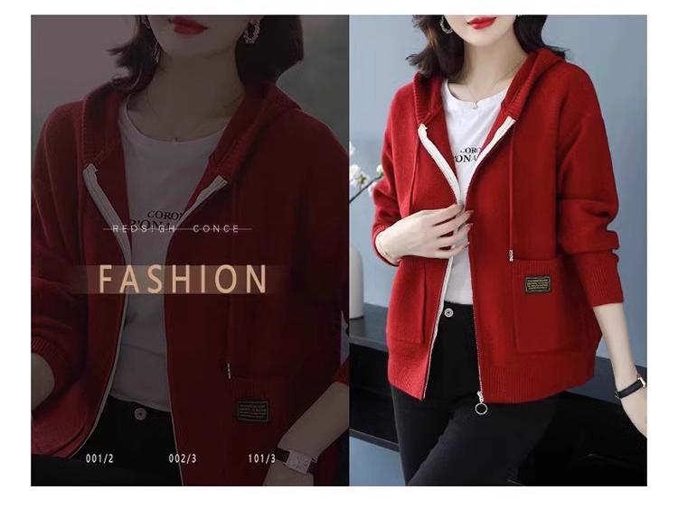 Women's Hooded Knit Cardigan Zipper Sweater Coat - Spring & Autumn Outerwear Trend