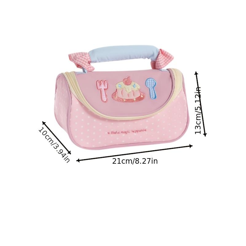 Sweetheart Plaid Bowknot Pencil Case Multi-Pocket Organizer Contrast Color Big Storage Pouch with Handheld