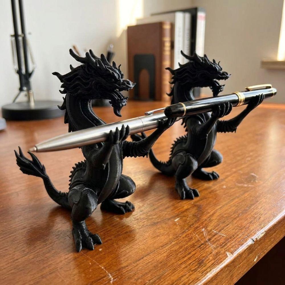 Vintage Style Dragon Shaped Pen Holder 3D Printed Dragon Stationery Storage Desktop Decor