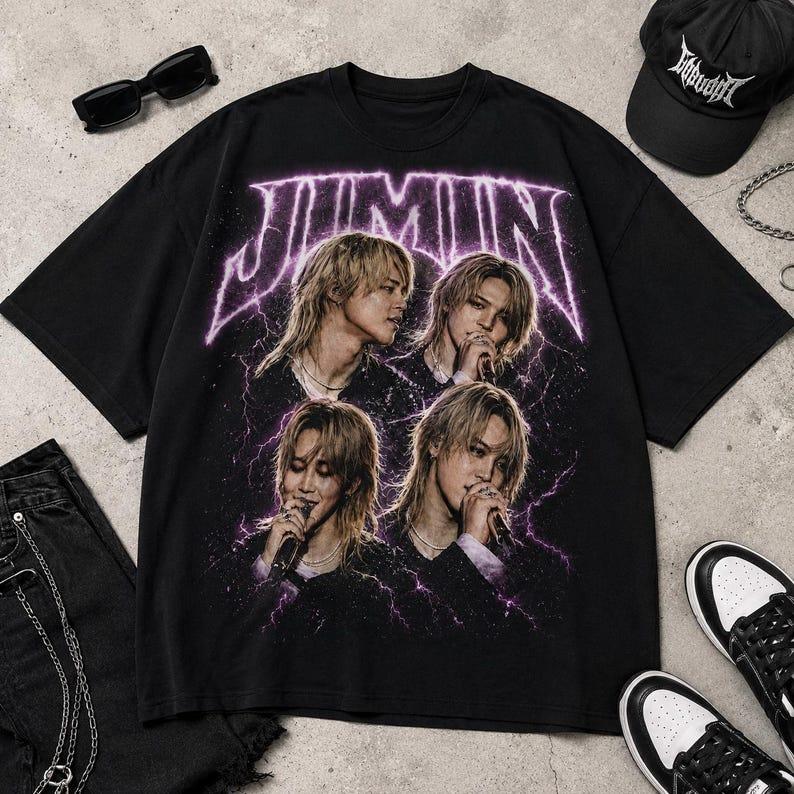 2026 Summer Hot Sale BTS Jimin Kpop Idol Graphic Tee Unisex Hip Hop Streetwear T-shirt High Quality Harajuku Punk T-shirt