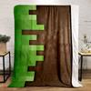 Green Pixelated Design On Brown Background Print Blanket Soft and Cozy Perfect for the Living Room Bed Sofa or a Nap,gift