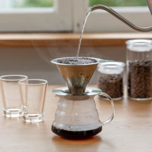 HARIO Dripper in Metallo a Doppia Maglia per 1-2 Tazze Argento Satinato DMD-01-HSV