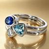 Fashionable European and American Irregular Three-color Stone Date Ring for Women