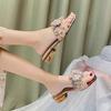Mode Damen Schuhe Hausschuhe für Damen 2024 Neu Luxus Perle Strass Klobiger Absatz Hausschuhe Sommer Damen Schuhe Schmetterlingsknoten Sandalen