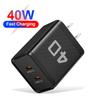 40W Dual PD Schnellladegerät mit US/EU/UK-Steckern für Reisen