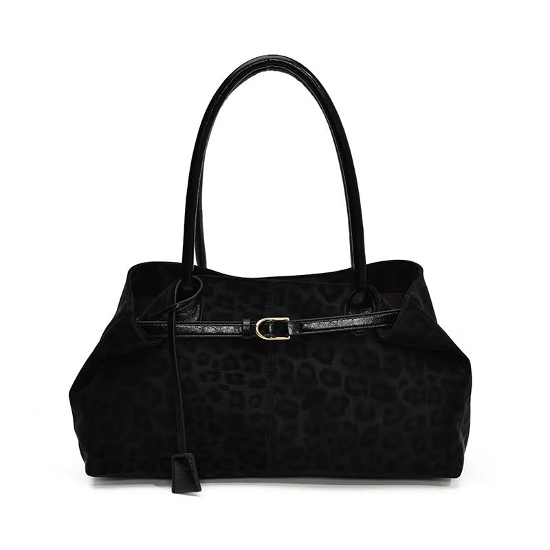Dames Luipaardprint PU Leer Tote Bag, Korte Bovenhandgreep Trendy Schouder Handtas Dagelijkse Portemonnee voor Dames zwart