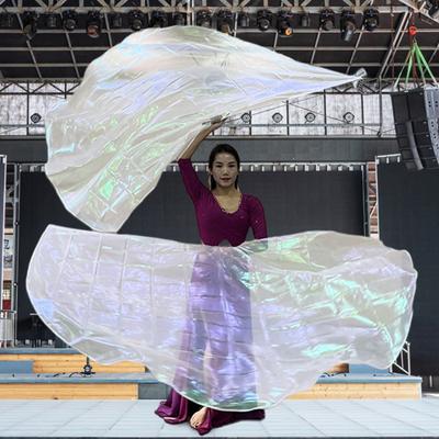 Steagul de dans Yousheng cu băț extensibil, formă de jumătate de cerc, culoare strălucitoare, luciu, suprafață, costume de performanță, accesorii, drapel de laudă