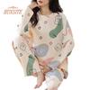 2 pçs/set o-pescoço manga longa mid-rise cintura elástica solto pijamas conjunto meninas dos desenhos animados impressão pulôver blusa calças compridas conjunto