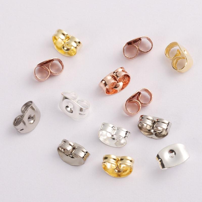 50pcs 100pcs 6x4.5mm Stainless Steel Earrings Back Gold Tone Rose Gold Butterfly Ear Nuts Stopper DIY Jewelry Making Supplies
