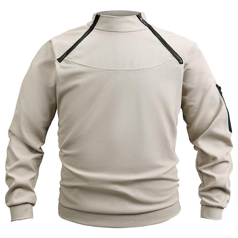 Mens Fleece Sweatshirt Military Casual Long Sleeve  Knit Pullover Loose Windproof Workout