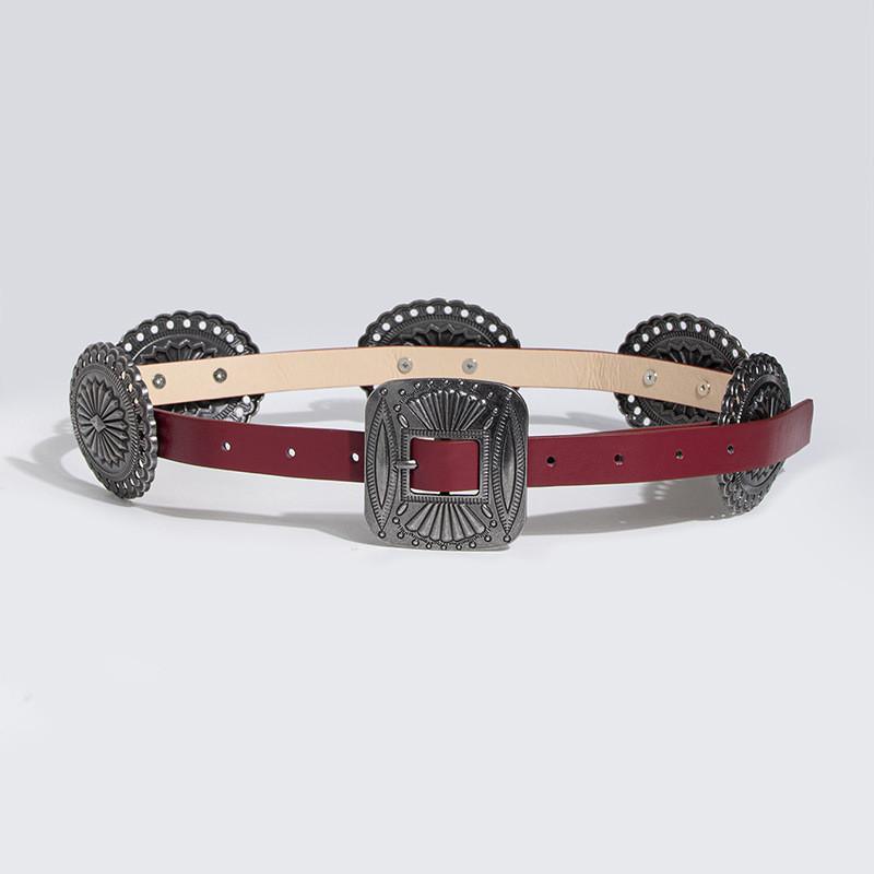 Vintage Western Style Waist Belt Handmade Alloy Buckle For Ladies Daily Wear