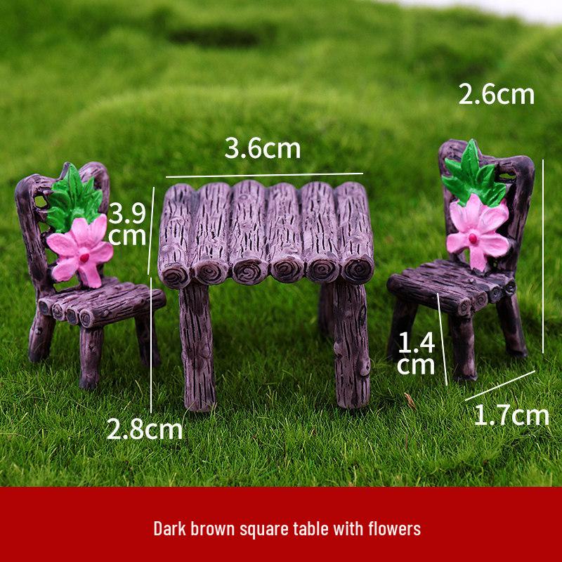 Miniature Park Ornaments: Wooden Stools, Tables, and Succulent Bonsai Accessories for Sand Table Models
