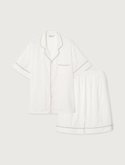 

[LUNALUZ STUDIO] Хлопковый комплект из двух предметов, пижама с коротким рукавом Марсель Добби [Отправка из Кореи] 100% Оригинал White