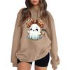 Women's Comfortable Round Neck Long Sleeve Sweatshirt Loose Fit Casual with Color and Halloween Print