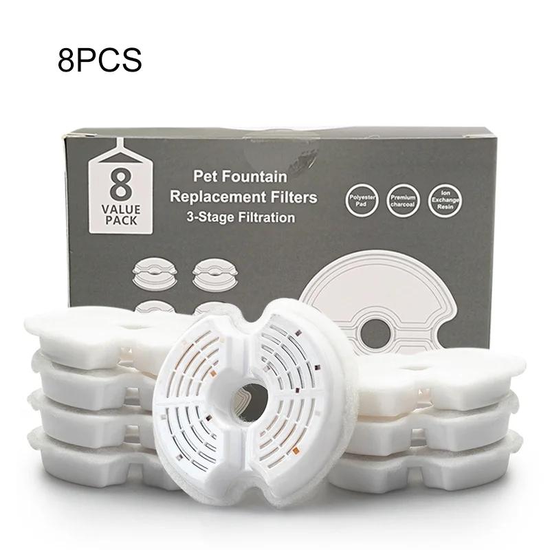 4/8 Packs Pet Fountain Carbon Replacement Filters for 304 Stainless Steel Cat Drinking Water Fountain Filters Pet Supplies