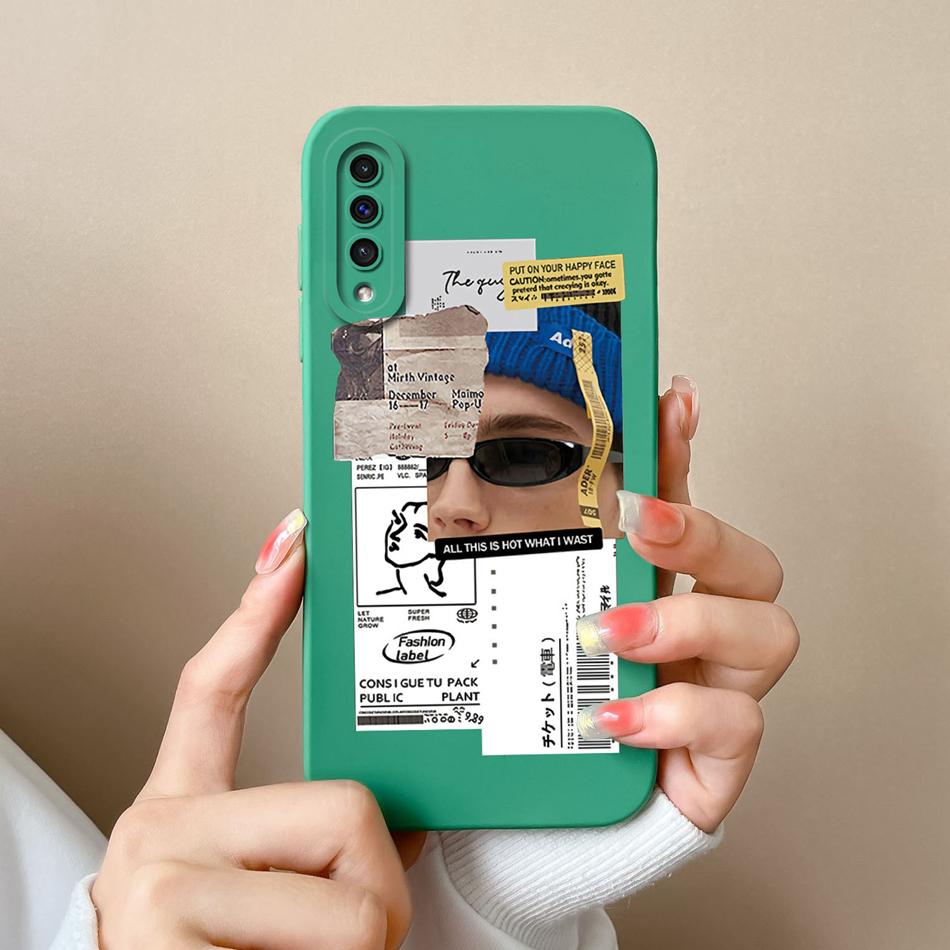 For Samsung Galaxy A50 A50S Phone Case Cartoon Liquid Silicone Full Coverage Anti Drop Shell For Samsung A 50 A50 S Bumper Funda