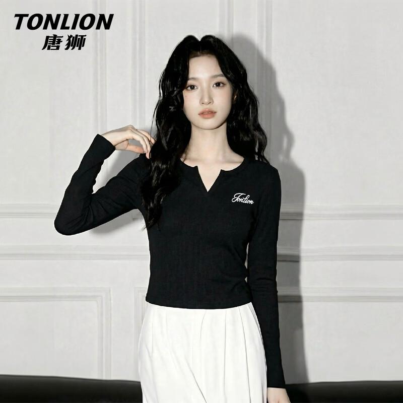 TonLion Women s Slim Fit V-Neck Long Sleeve T-Shirt S