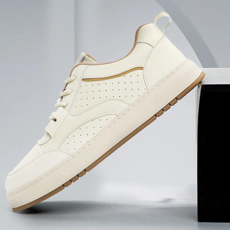 Little White Shoes Men's Autumn New Casual Leather Shoes Trendy High-end Leather Board Shoes Thick Soles