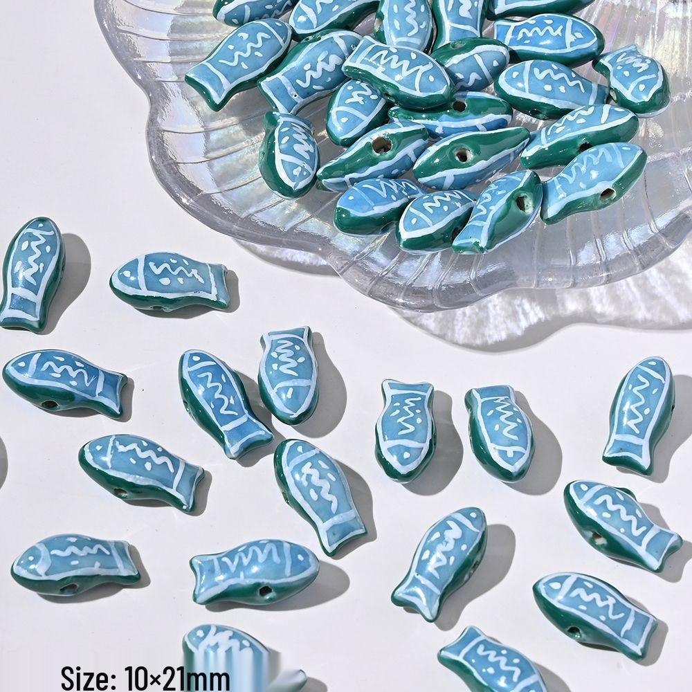 Blue Series Japanese Ceramic Seashell & Heart Beads for DIY Jewelry