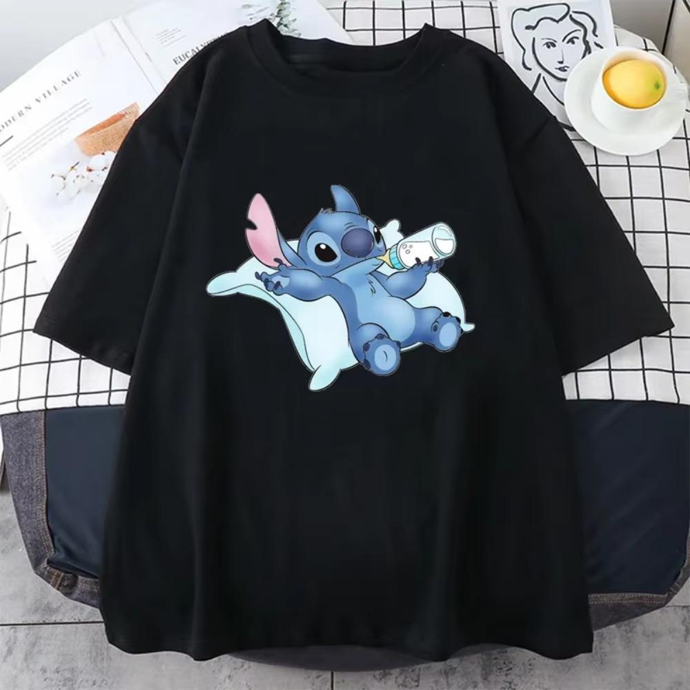 Lilo Stitch Print Women Casual T-Shirt Women Men Summer T Shirts Girl Boy Casual Fashion Clothes Top Tee Female Clothing