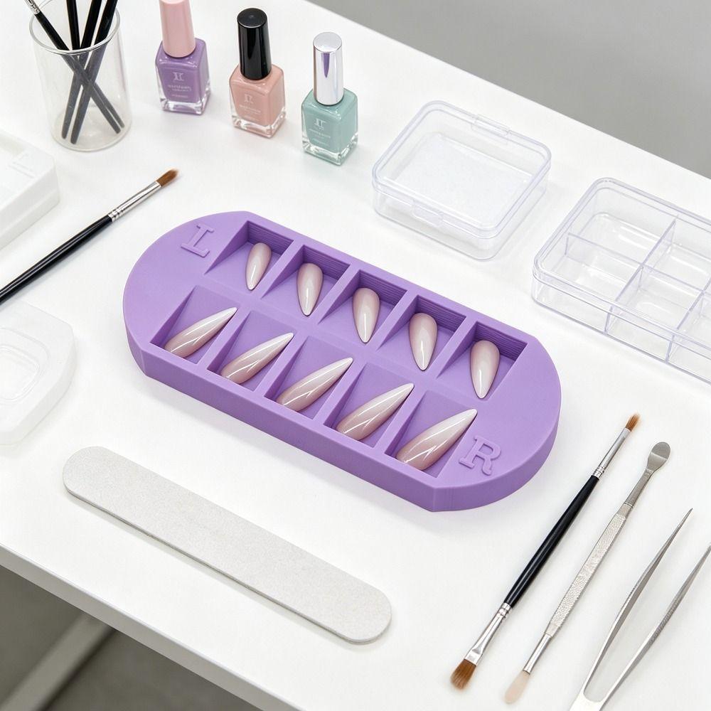 Reusable False Nail Display Organizer 8 Grids Nail Storage Tray Home Salon Use