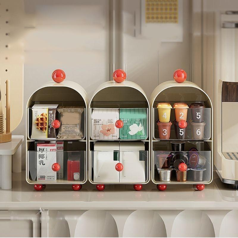 Contemporary Plastic Desktop Coffee Organiser Corner Teas Bag Holder Office Table Drawer Storage Box with Compartments