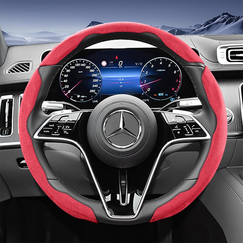 Suitable for Mercedes-Benz Sports Suede Steering Wheel Covers with Split Snap-On Design for V G S a E C Class Gle Glc Gla Glb Cls Cla Eqb Eqe Eqs Amg 