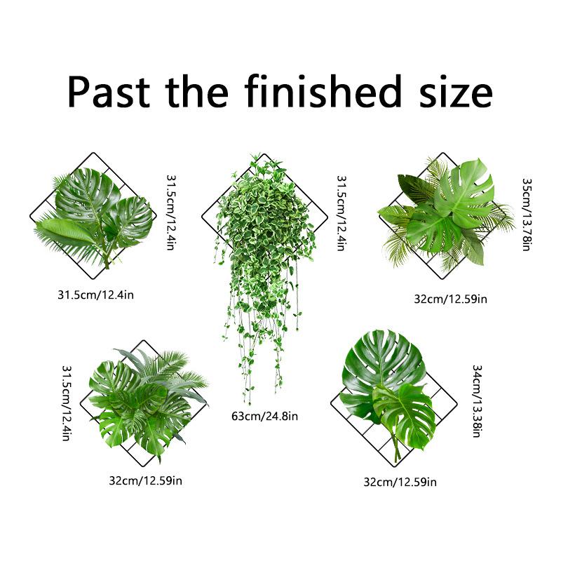 Sticker Mural Autocollant Imperméable Amovible avec Fleurs Simulées et Plantes Vertes pour Décoration Intérieure de Salon et Chambre