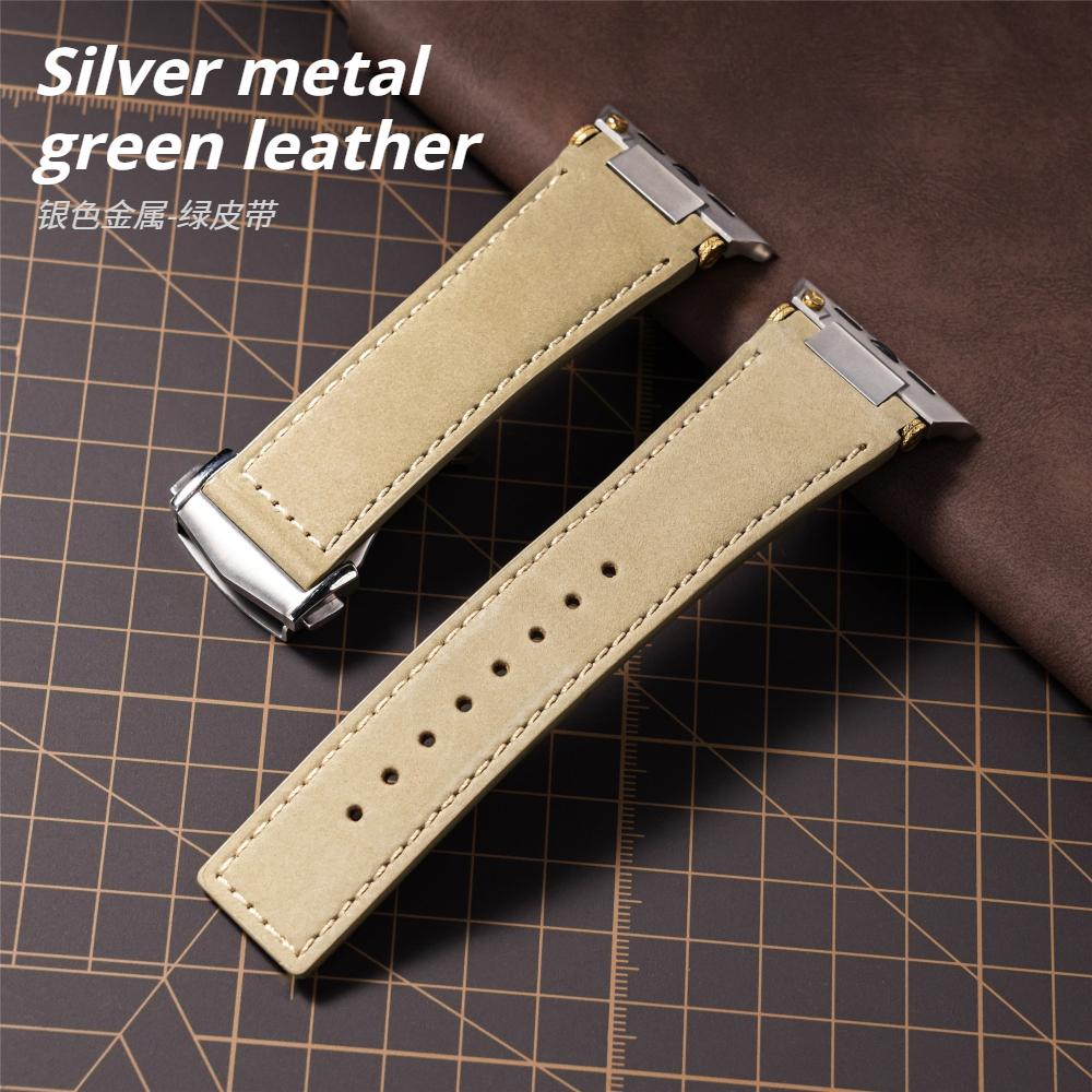 Leather Strap for Apple Watch Ultra 4 3 2 49mm Series 11 10 46mm Business Men Band for iWatch 9 8 7 45mm 6 5 4 Se 3 44mm Bracelet