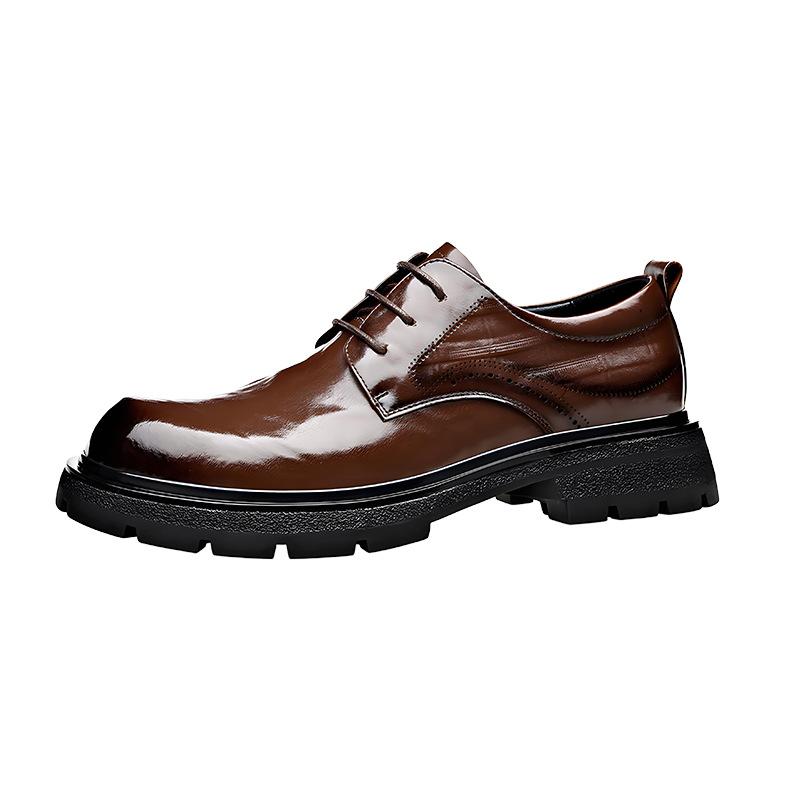 Factory non-slip and wear-resistant men's shoes new spring and autumn popular pointed business dress leather shoes heightened derby shoes