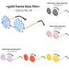 Trendy Frameless Gold Sunglasses With Resin Pink Lenses For Festival And Party Fashion